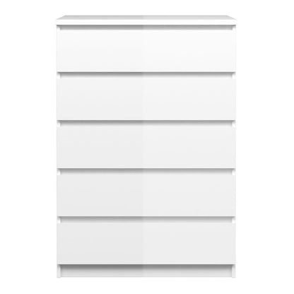 Naia Chest of 5 Drawers in White High Gloss