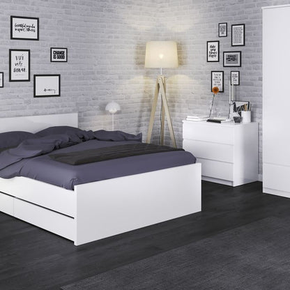 Naia Narrow Chest of 5 Drawers in White High Gloss