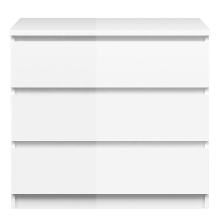 Naia Chest of 3 Drawers in White High Gloss