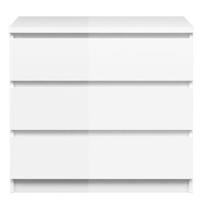 Naia Chest of 3 Drawers in White High Gloss