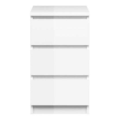Naia Bedside 3 Drawers in White High Gloss