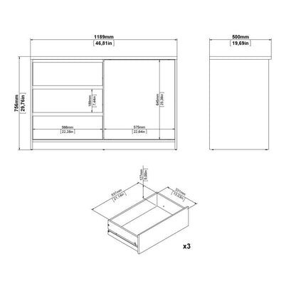Naia Storage Unit with 1 Sliding Door and 3 Drawers in Jackson Hickory Oak