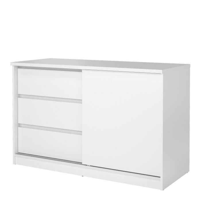 Naia Storage Unit with 1 Sliding Door and 3 Drawers in White High Gloss