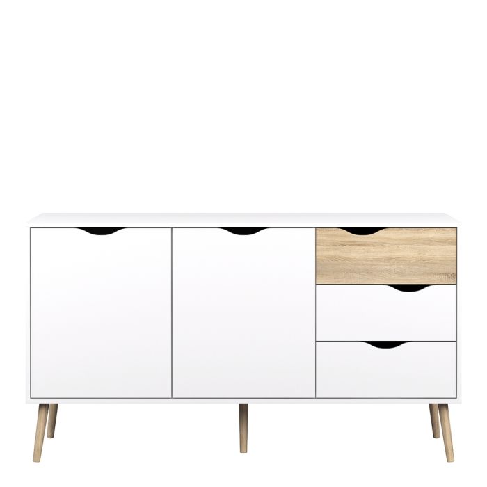 Oslo Sideboard Large 3 Drawers 2 Doors in White and Oak