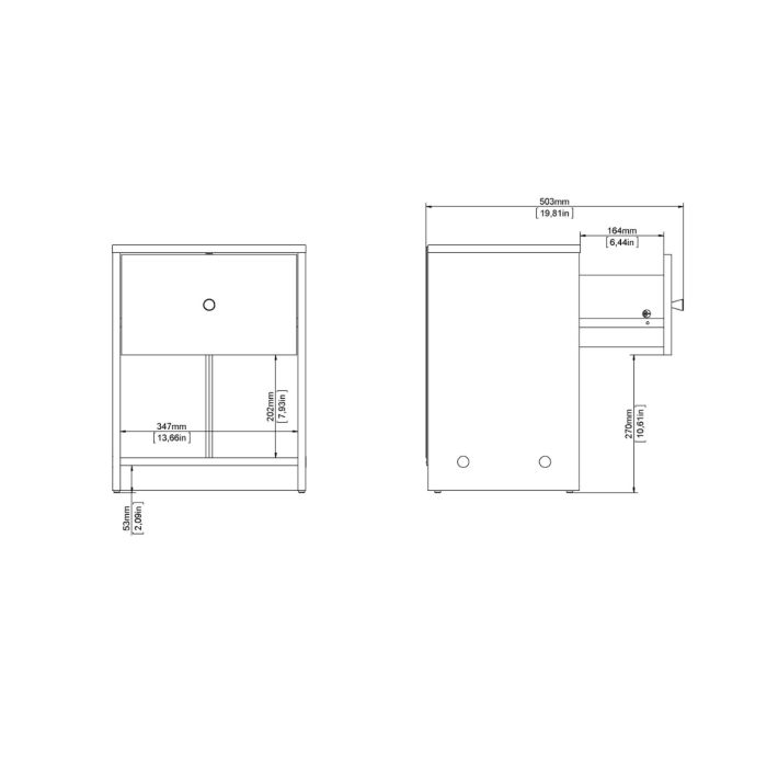May Bedside 1 Drawer in White