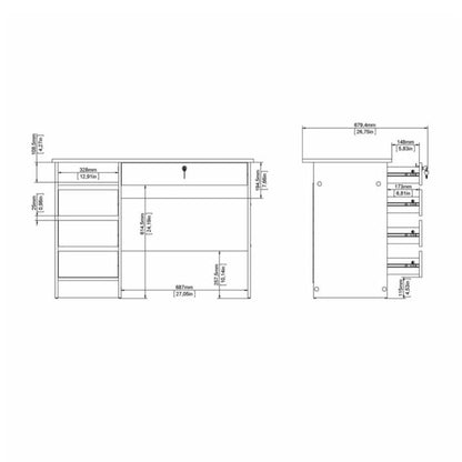 Function Plus 4 Drawer Desk Handleless Drawer in White