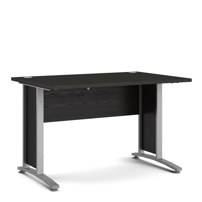 Prima Desk 120cm in Black Woodgrain with Silver Grey Steel Legs
