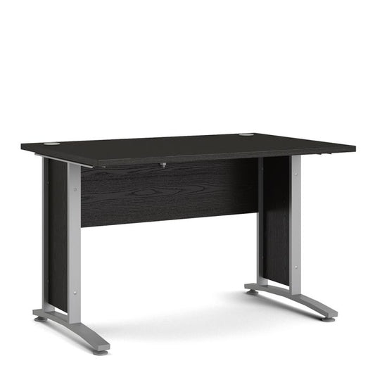 Prima Desk 120cm in Black Woodgrain with Silver Grey Steel Legs