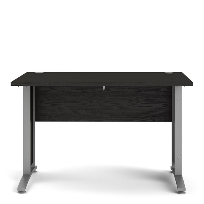 Prima Desk 120cm in Black Woodgrain with Silver Grey Steel Legs