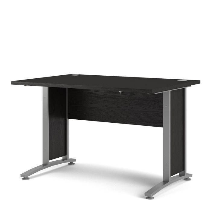 Prima Desk 120cm in Black Woodgrain with Silver Grey Steel Legs