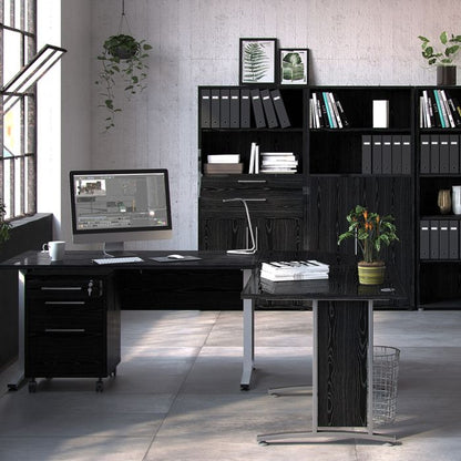 Prima Desk 120cm in Black Woodgrain with Silver Grey Steel Legs