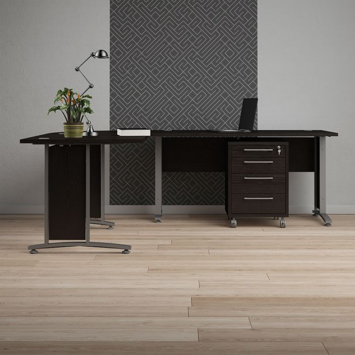 Prima Desk 120cm in Black Woodgrain with Silver Grey Steel Legs
