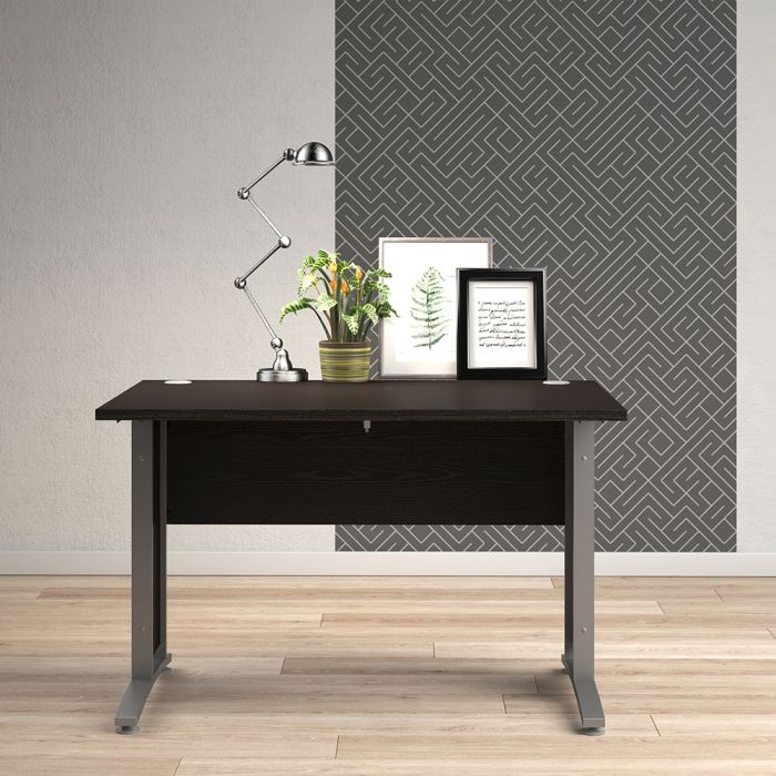 Prima Desk 120cm in Black Woodgrain with Silver Grey Steel Legs