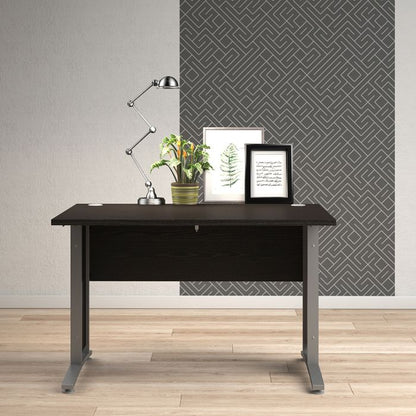 Prima Desk 120cm in Black Woodgrain with Silver Grey Steel Legs