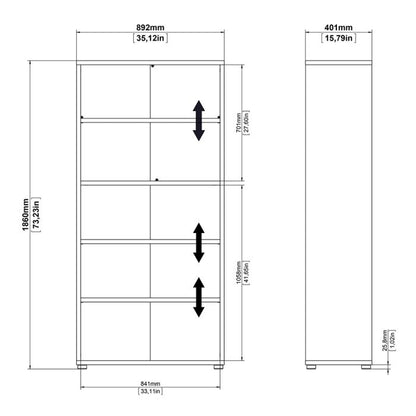 Prima Bookcase 4 Shelves in Black Woodgrain