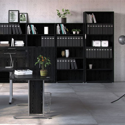 Prima Bookcase 2 Shelves with 2 Doors in Black Woodgrain
