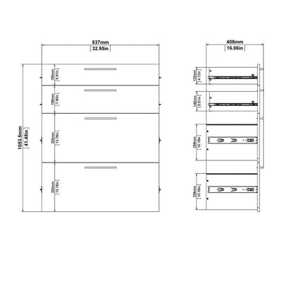 Prima Bookcase 2 Shelves With 2 Drawers 2 File Drawers In Black Woodgrain