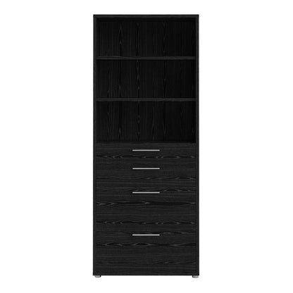 Prima Bookcase 2 Shelves With 2 Drawers 2 File Drawers In Black Woodgrain