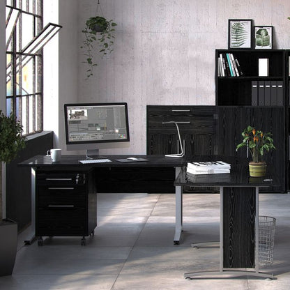 Prima Bookcase 2 Shelves with 2 Doors in Black Woodgrain
