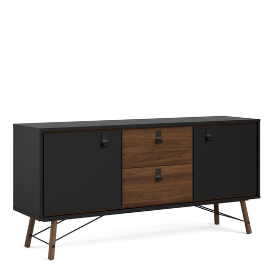 Ry Sideboard 2 Doors 2 Drawers in Matt Black Walnut