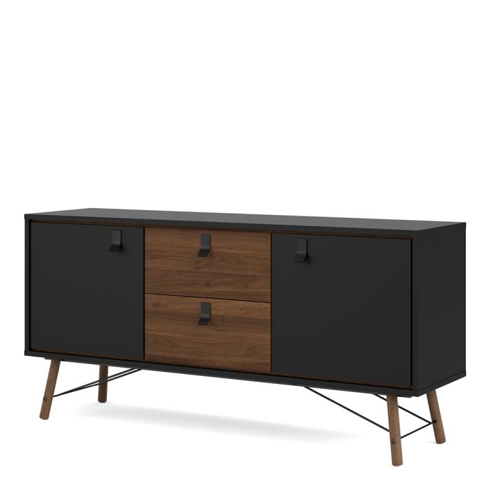Ry Sideboard 2 Doors 2 Drawers in Matt Black Walnut