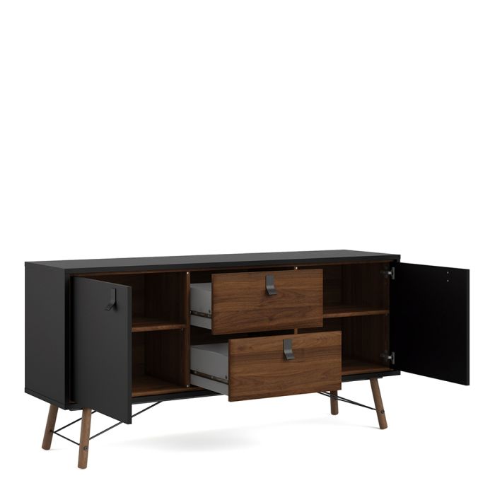 Ry Sideboard 2 Doors 2 Drawers in Matt Black Walnut