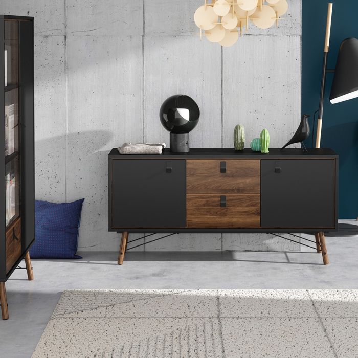 Ry Sideboard 2 Doors 2 Drawers in Matt Black Walnut