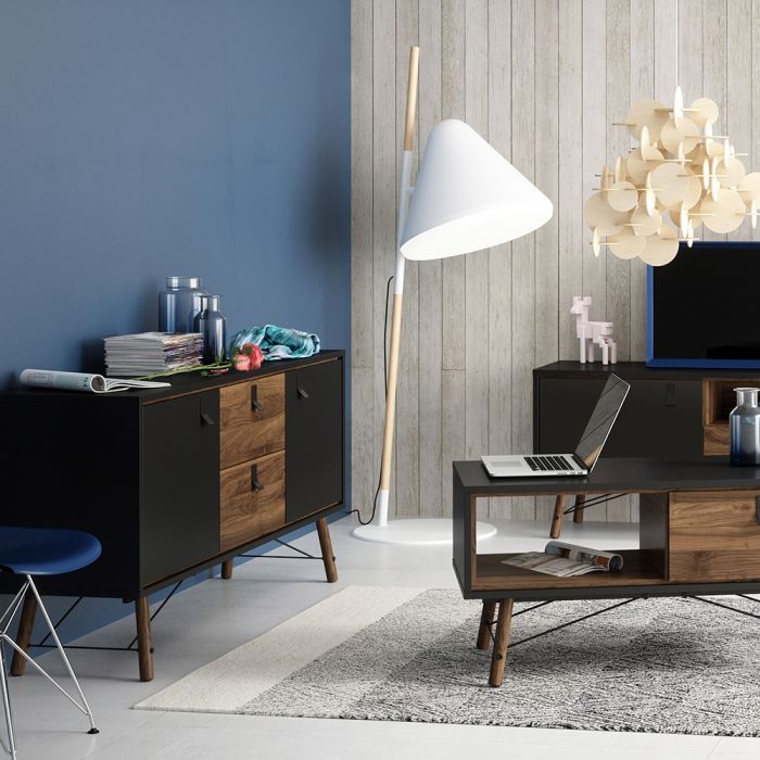 Ry Sideboard 2 Doors 2 Drawers in Matt Black Walnut