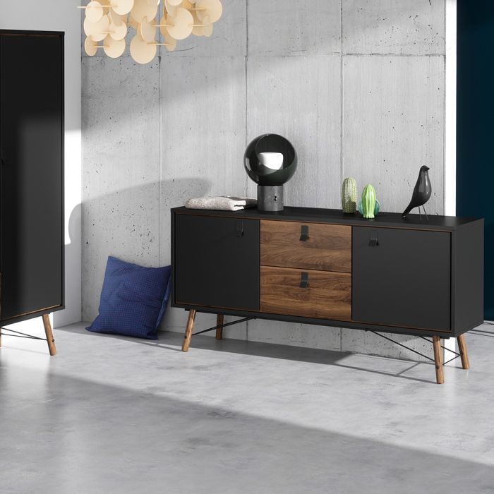 Ry Sideboard 2 Doors 2 Drawers in Matt Black Walnut