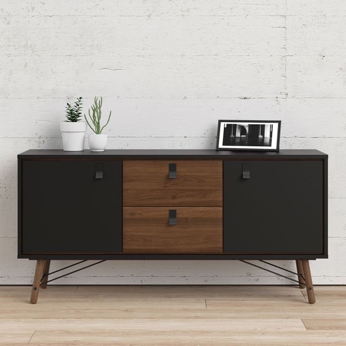 Ry Sideboard 2 Doors 2 Drawers in Matt Black Walnut