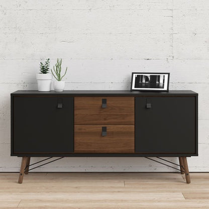 Ry Sideboard 2 Doors 2 Drawers in Matt Black Walnut