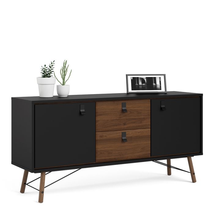 Ry Sideboard 2 Doors 2 Drawers in Matt Black Walnut