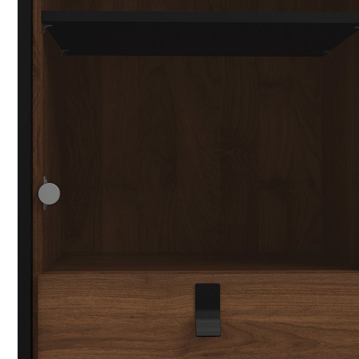 Ry China Cabinet 1 Door 1 Glass Door 1 Drawer in Matt Black Walnut