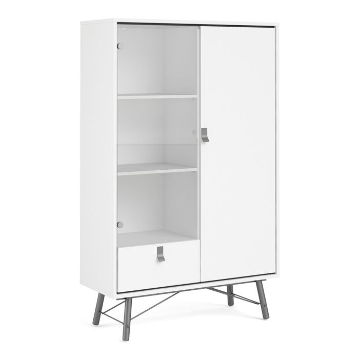 Ry China Cabinet 1 Door 1 Glass Door 1 Drawer in Matt White
