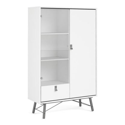 Ry China Cabinet 1 Door 1 Glass Door 1 Drawer in Matt White