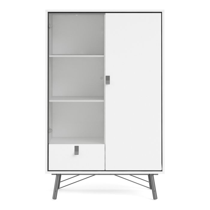Ry China Cabinet 1 Door 1 Glass Door 1 Drawer in Matt White
