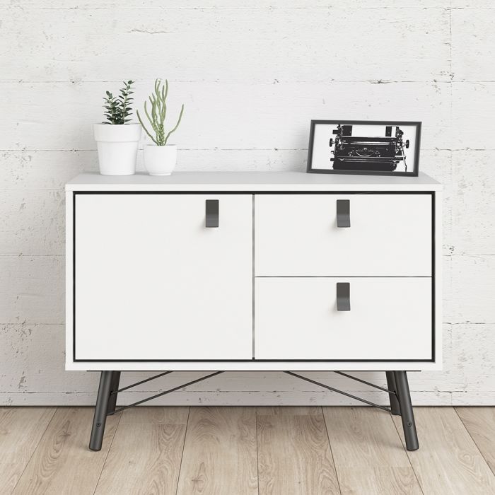 Ry Sideboard with 1 Door 2 Drawers in Matt White