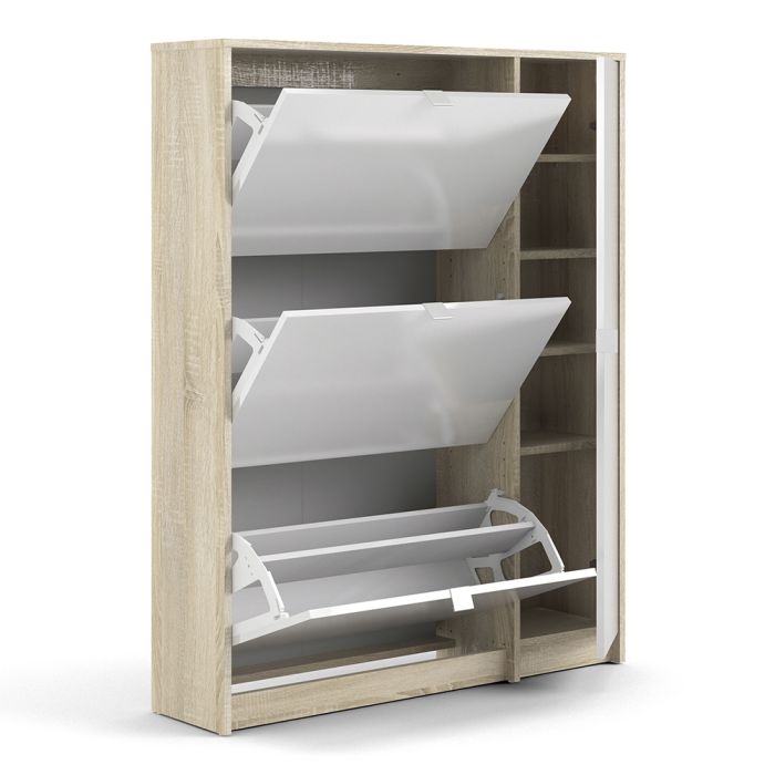 Shoes Shoe Cabinet 5 Flip Down Doors in Oak