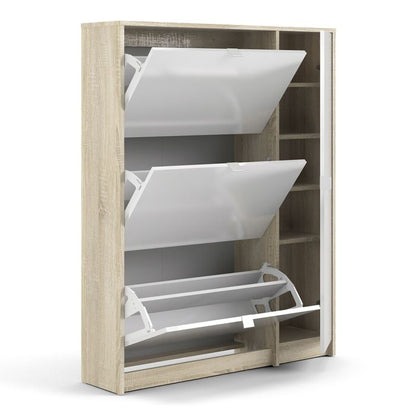 Shoes Shoe Cabinet 5 Flip Down Doors in Oak