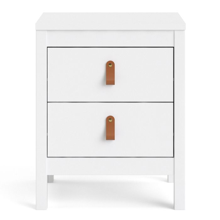 Barcelona Bedside Table 2 Drawers in White