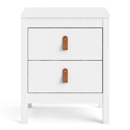 Barcelona Bedside Table 2 Drawers in White