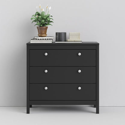 Madrid Chest 3 Drawers in Matt Black