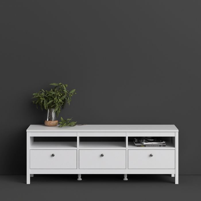 Madrid TV Unit 3 Drawers in White