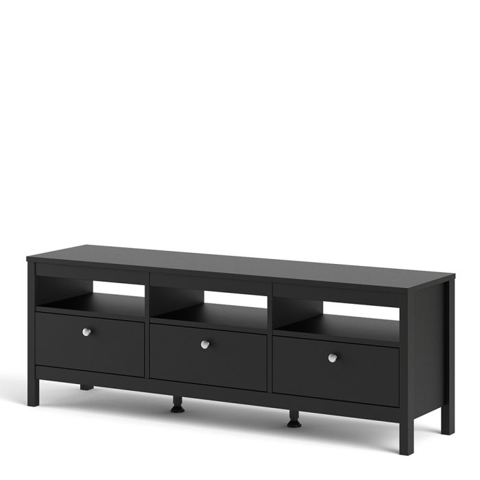 Madrid TV Unit 3 Drawers in Matt Black