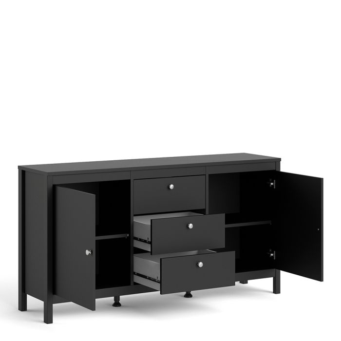 Madrid Sideboard 2 Doors 3 Drawers in Matt Black