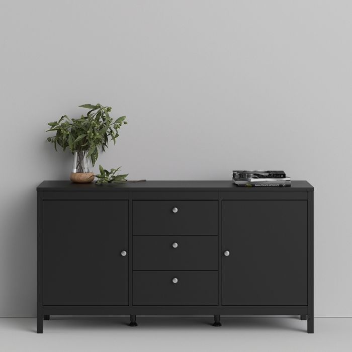 Madrid Sideboard 2 Doors 3 Drawers in Matt Black