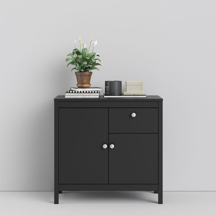 Madrid Sideboard 2 Doors 1 Drawer in Matt Black