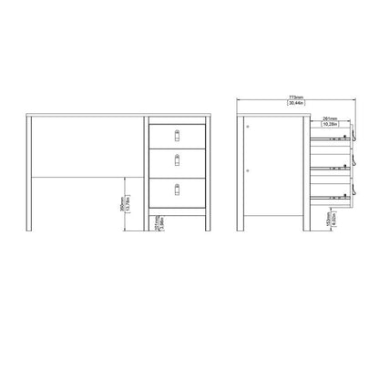 Madrid Desk 3 Drawers White