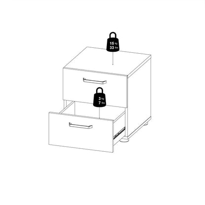 Dallas Nightstand 2 Drawers in Rovere Gessato Dark Oak