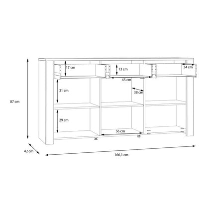 Bohol 3 Door 3 Drawer Sideboard in Riviera Oak/Grey Oak